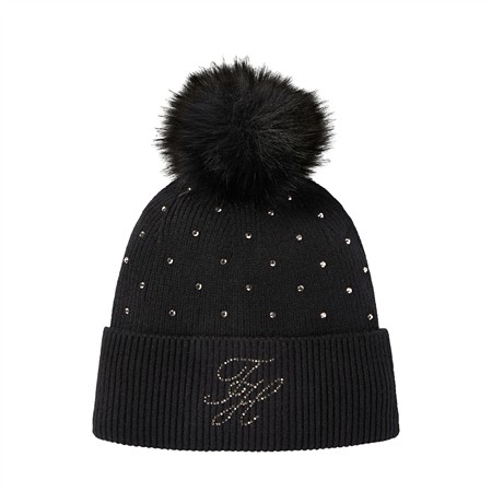 Daly Rhinestone Pom Pom Beanie
